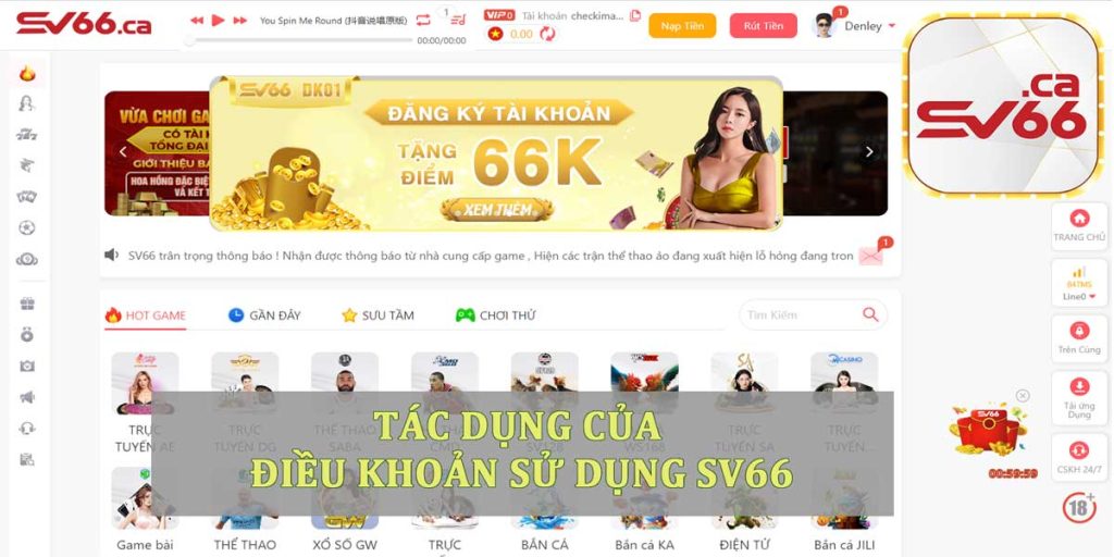 Tác dụng của điều khoản sử dụng SV66